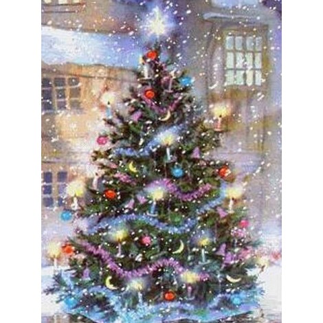 Outside christmas tree in the snow