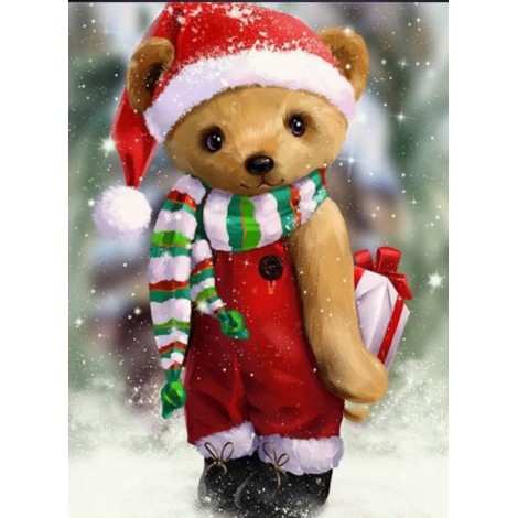 Teddy bear wearing christmas costume
