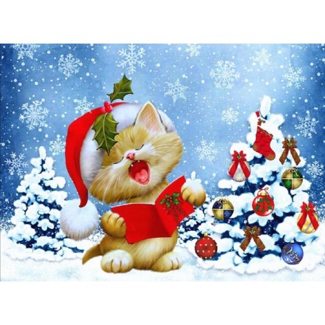 Cartoon christmas kitten