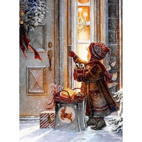 Girl giving christmas presents