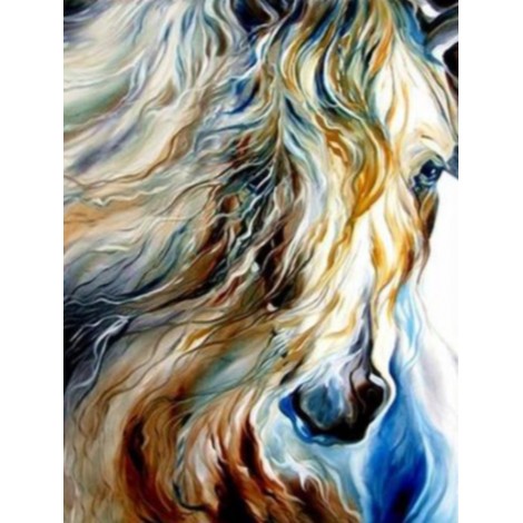 Yellow and blue horse