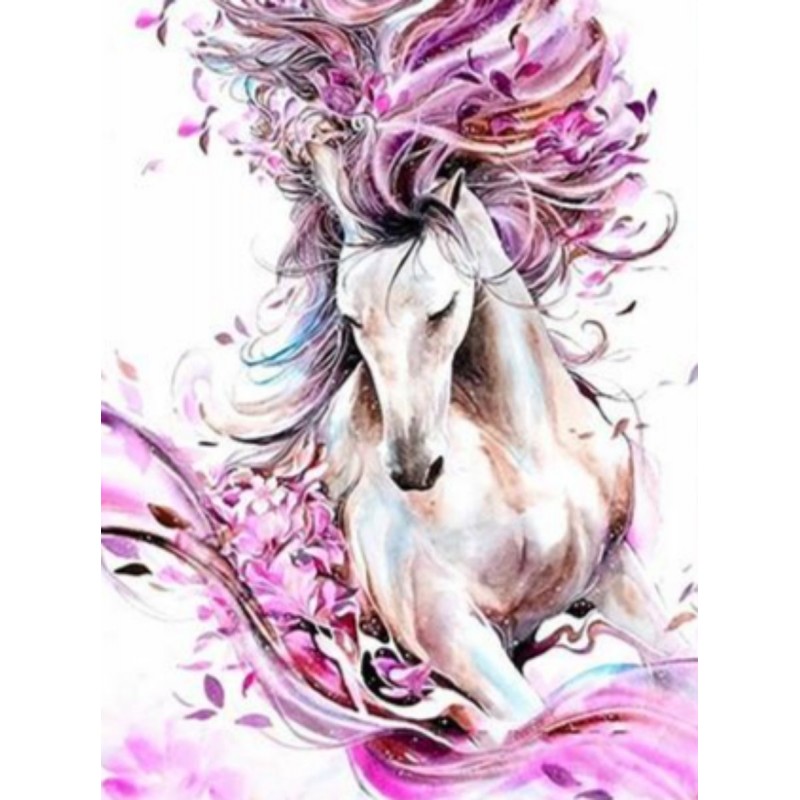White and pink horse