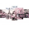 Pink flower in Paris landscape 5 Pieces set