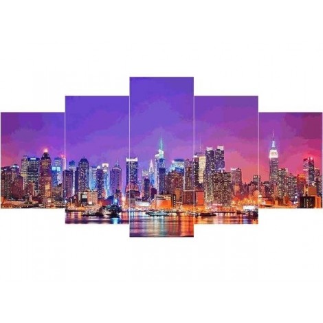 Colourful city landscape 5 Pieces set