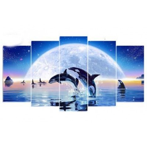Dolphins in the sea 5 Pieces set