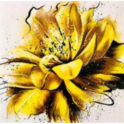 Yellow flower with black and white details