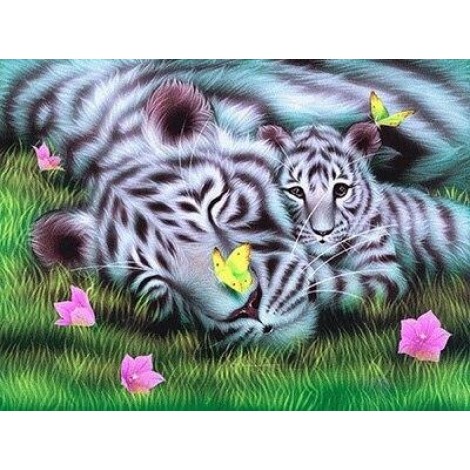 Tiger mum sleeping with her baby