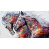 Multicoloured horses running
