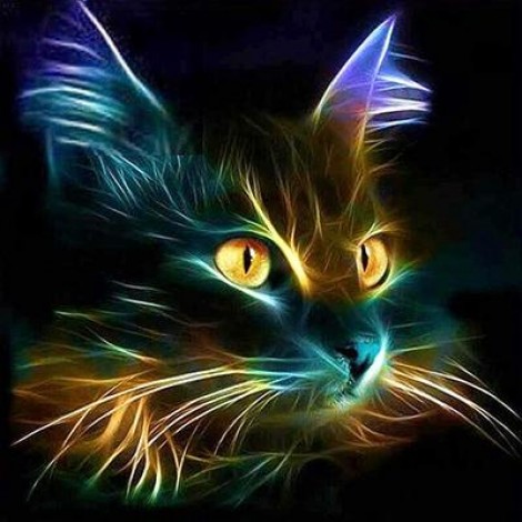 Glowing cat in the dark