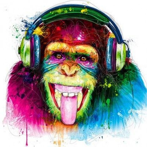 Pop art monkey with headphones