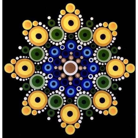 Yellow, green and blue mandala