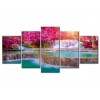 Pink trees by a waterfall 5 Pieces set
