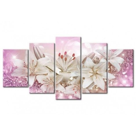 Pink crystal lilies 5 Pieces set