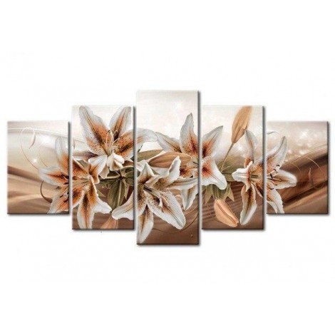 White and brown lilies 5 Pieces set