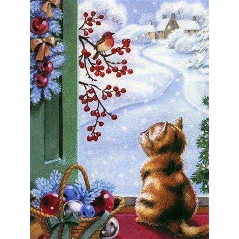 Kitty looking at chr...