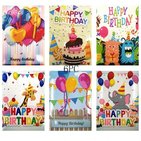 Happy birthday cards 6 Pieces