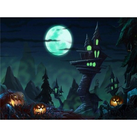 Green halloween moon