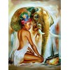 Lady next to the elephant