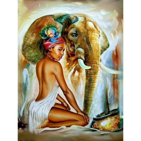 Lady next to the elephant