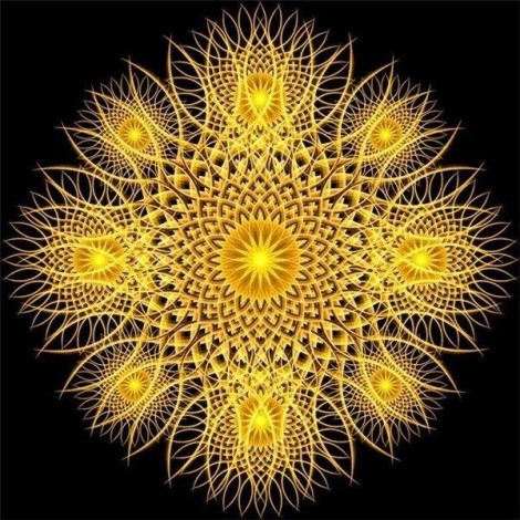 Yellow mandala  with black background