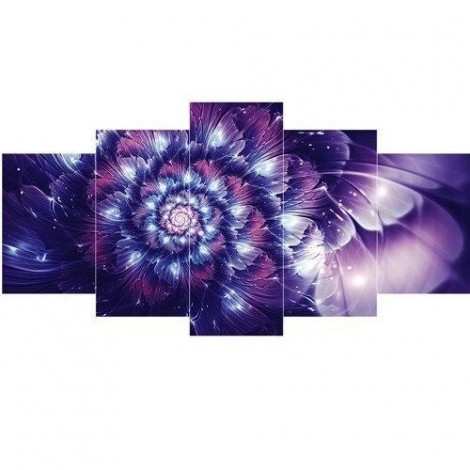 Purple and white flowers in the dark 5 Piece sets