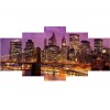 Purple sky city landscape 5 Pieces set