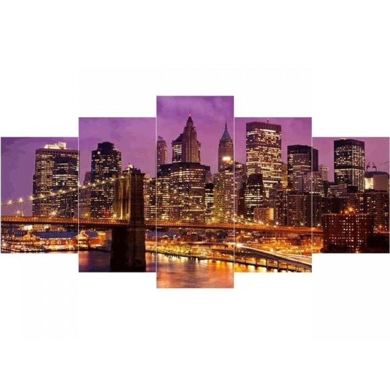 Purple sky city land...