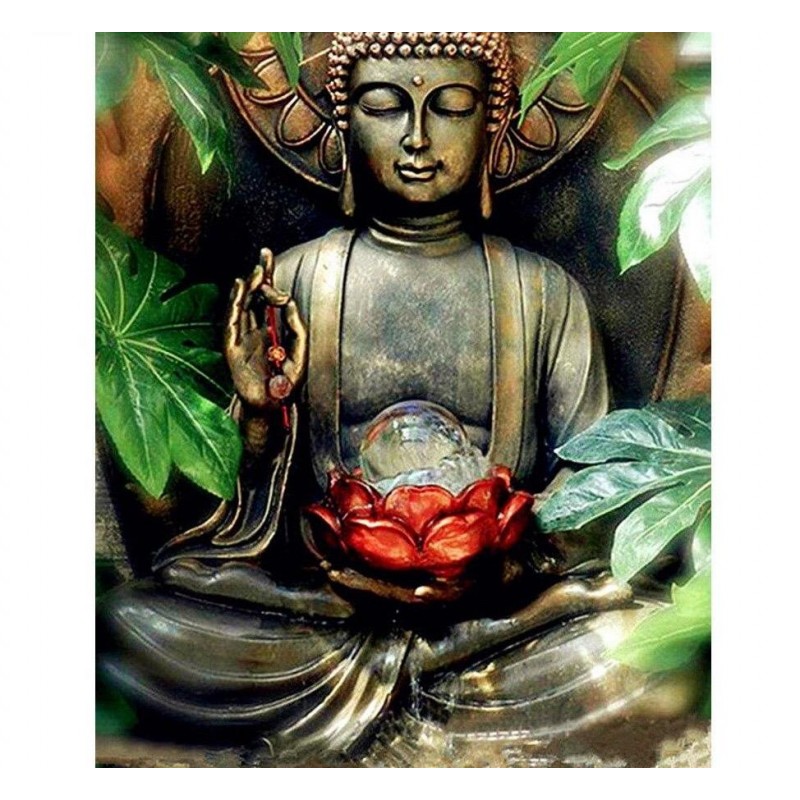 Buddha and green lea...