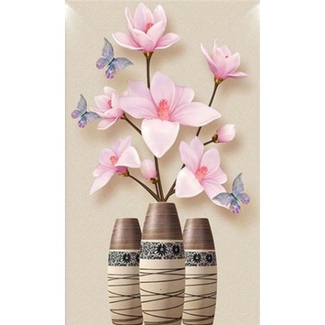 Brown and beige flower pots