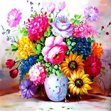 Pot of varied flowers